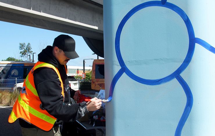 A man painting