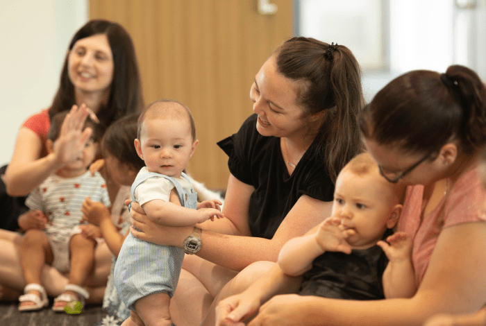 Babies and parents enjoying stories at the library