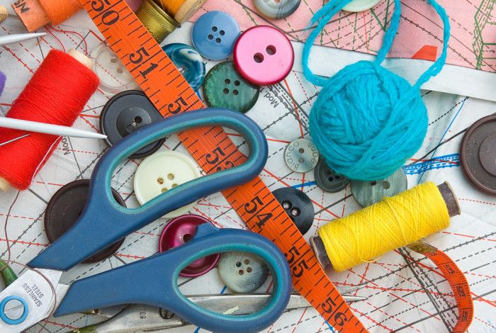 Scissors and cotton balls