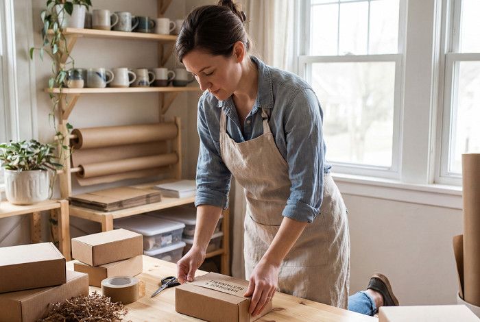 A lady working from home
