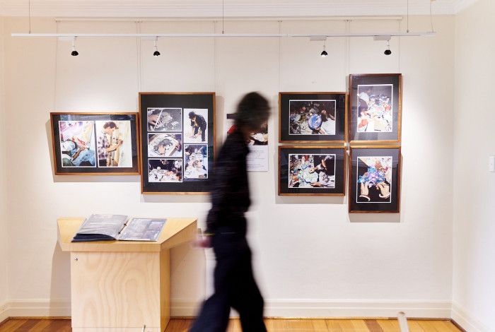 Person walking through the exhibition.