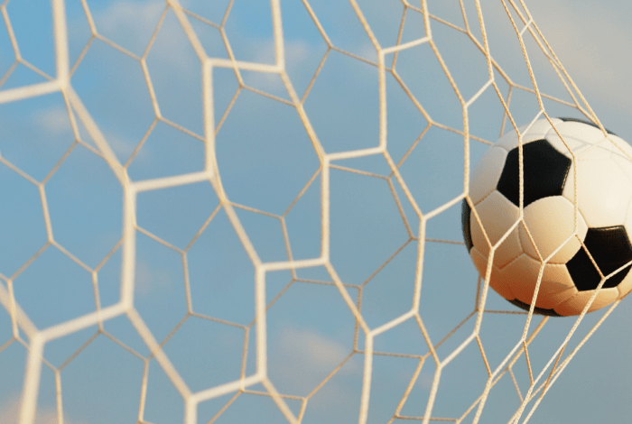 Soccer ball in goal net