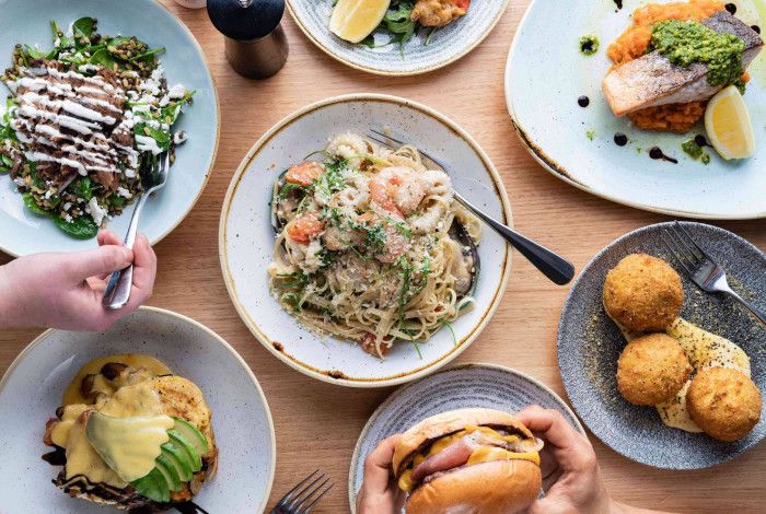 A variety of food on plates