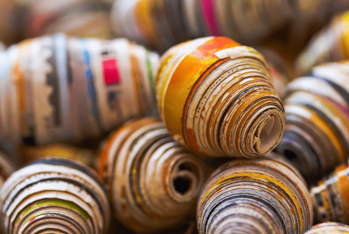Colourful paper beads.