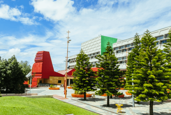 harmony square landscape with trees.