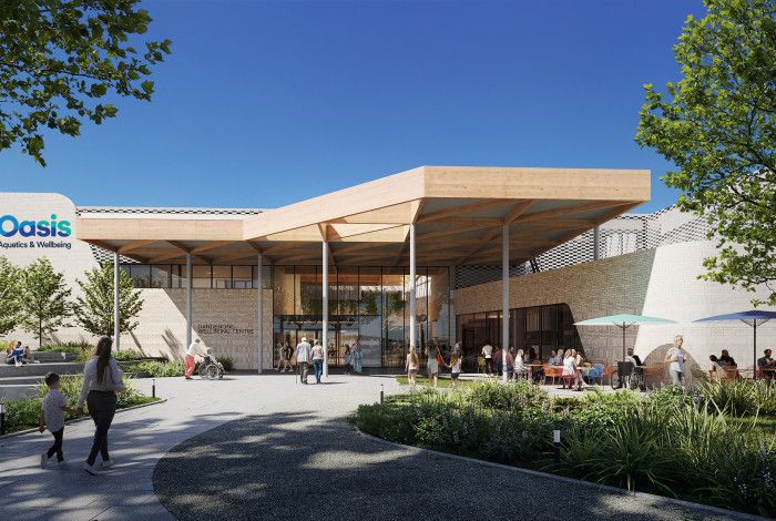 A drawing of the image of the new Oasis Aquatic and Wellbeing
