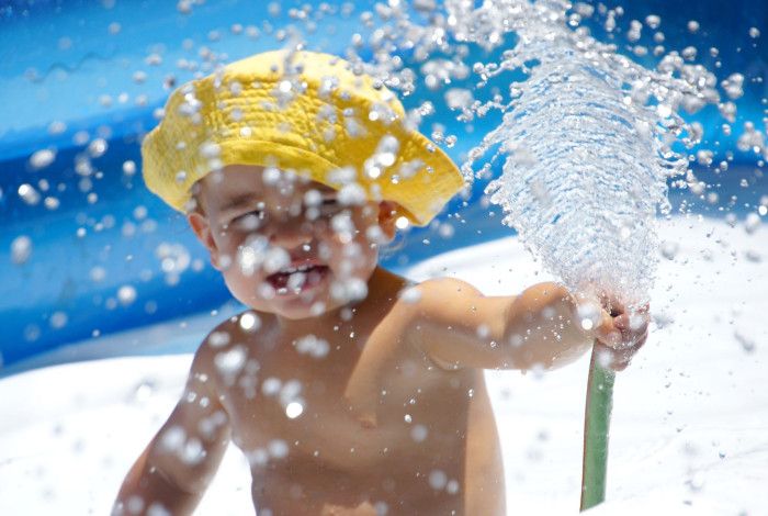 a child in a pool 