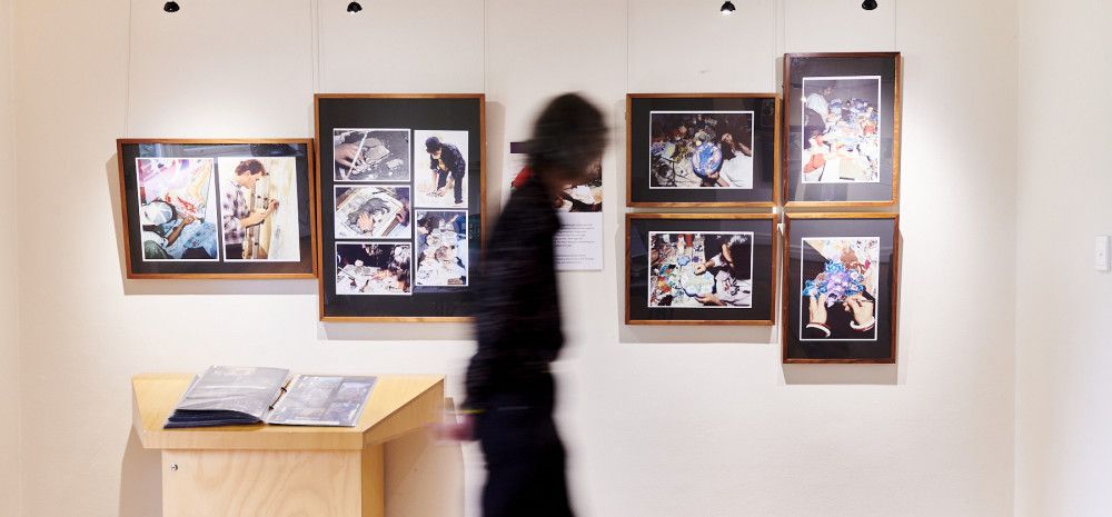 Person walking through the exhibition.