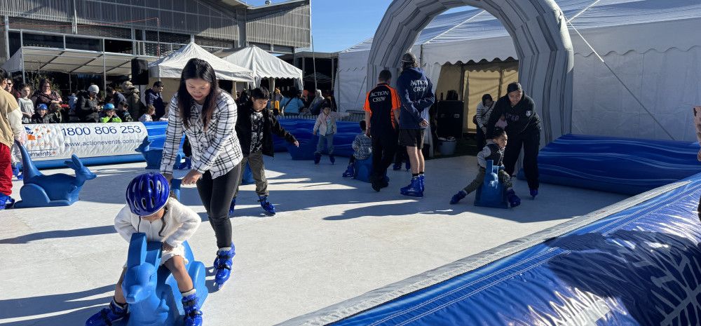 People on the ice skating rink
