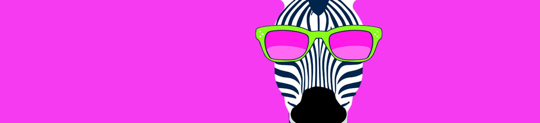 A Zebra with a pink background