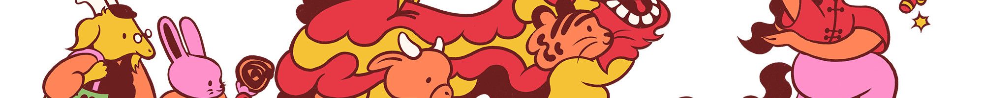 luna new year graphic image of a person with lion