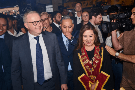 Prime Minister Anthony Albanese and Mayor Cr Sophie Tan