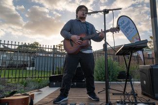 A musician performing.