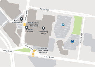 Pedestrian Safety at Dandenong Market Map