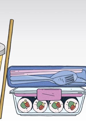 an illustration of reusable food and drink containers